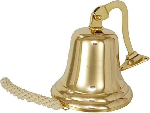DMYX Classic Solid Brass Bell, 6 Inch, Christmas Pub Door Bell, Wall Mounted, Traditional Design, Durable Rope Cord