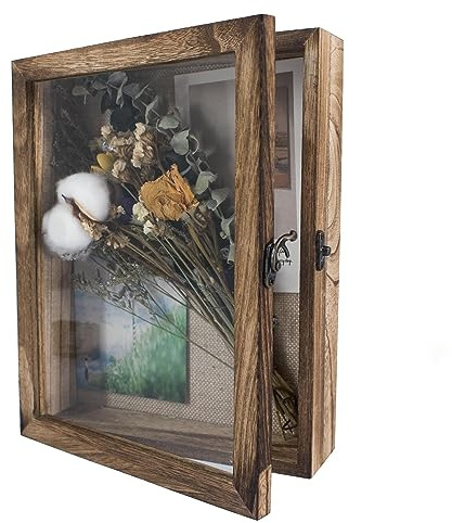 GraduatePro 3D bilderrahmen 20x25 zum befüllen schaukasten Wand für Braun Objektrahmen Hochzeit Box Deko Oder Schreibtisch