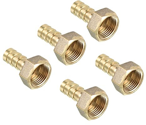 PATIKIL Tuyau Cannelé Raccord Droit 10mm Barbelé G3/8 Femelle Filetage, 5 Lot Laiton Mini Tuyau Connecteur, Jaune