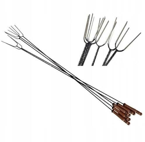 MiG-met - Robuste Grillgabel - Grillspieße edelstahl 120cm - 10x Stück - Grill zubehör - Schwarz lackiert mit Holzgriff, ideal für Marshmallow Spieße, Stockbrot Spieße und Stockbrot Stöcke.
