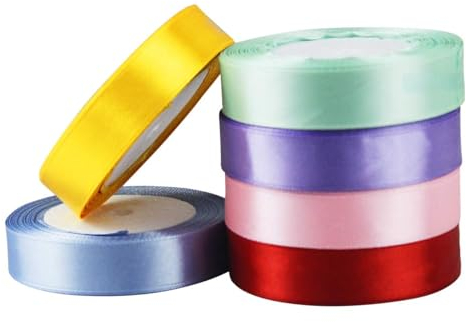 Cozlly 6 Farben Satinband 25mm, Bänder zum Basteln, 22 Meters Breit Schleifenband Dekoration Geschenkband Dekoband für Stoffband für Hochzeit, Taufe, Geburtstag Deko, Geschenkverpackung, Weihnachten