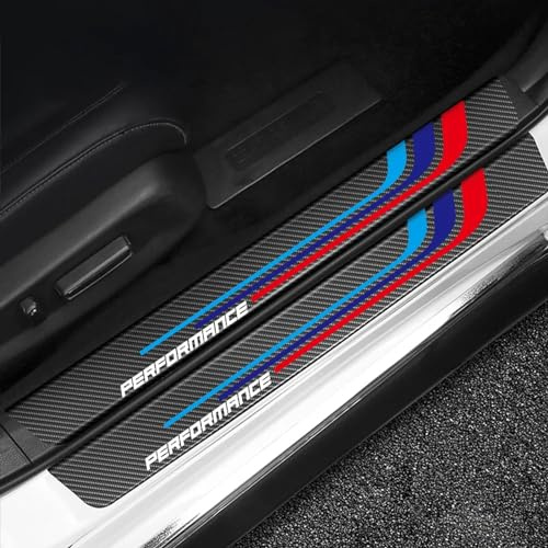 4 Piezas para Performance Decoración para Estribos de Coche Protector de Umbral de Puerta de Coche de Fibra de Carbono Película Protectora de Pintura Pegatina A