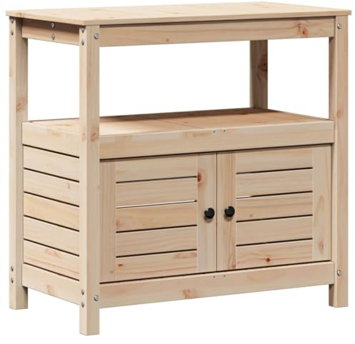 vidaXL Pflanztisch, Gärtnertisch mit Ablagen, Blumentisch für Garten Balkon Terrasse, Gartentisch Arbeitstisch, 82,5x45x81cm Massivholz Kiefer