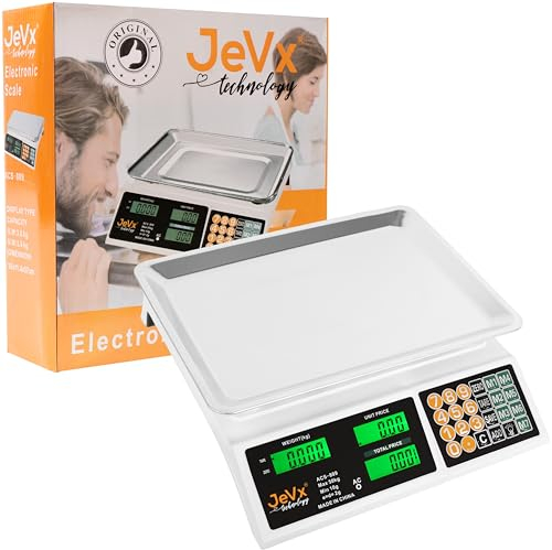 JEVX Basculas Comerciales - Balanza Digital Profesional - Bascula Digital Comercial - Bascula industrial - Balança - Balanza Comercial - ALTA PRECISION DE 1g, con Cable y Batería