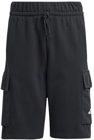 adidas Unisex Kinder Essentials Cargo Shorts, Black/White, 11-12 Years