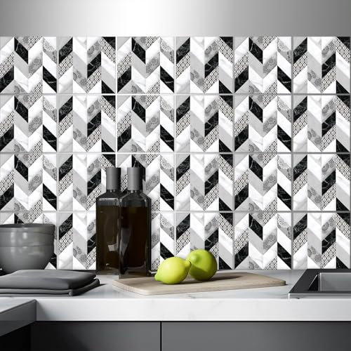 AREDE 32 x Adhesivos de Pared Azulejos / 15 x 15 cm/Pegatinas Autoadhesivos Láminas Decorativas para Decoración del Hogar, PVC Vinilos Mosaico Impermeables para Baño, Cocina y Salón / T1030