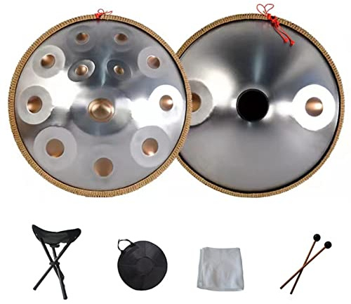 Handpan 9 10 12 14 Notas de Acero con Bolsa, Cuerda Decorativa y Mazo para Meditación, Yoga Zen - Instrumento de Percusión Profesional