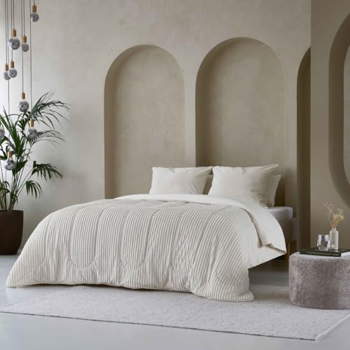 Zelesta Groovebed Couette Teddy Linge de Lit Lavable, Hypoallergénique, Moelleuse d'Hiver et d'Été (Cream, 240x200 Cm)