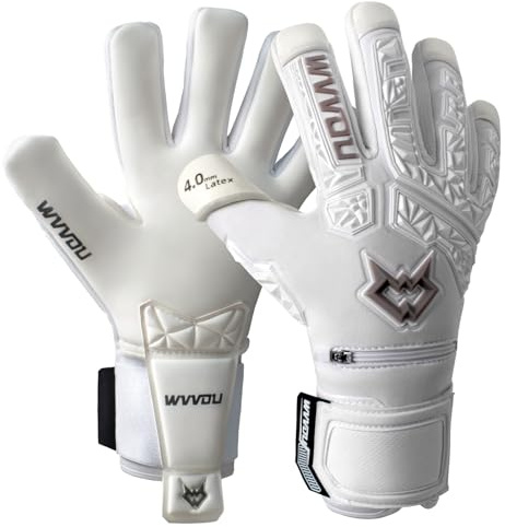 WVVOU Guanti da portiere per uomo e ragazzi, guanti da portiere ad alte prestazioni, con 5 dita rimovibili, guanti da calcio con lattice adesivo da 4 mm sul palmo della mano.