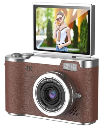 I5y9 Appareil photo numérique 4 K Ccd 8x Zoom numérique pour étudiant 48 MP Compact Digital Photography Screen Camera Selfile Camer 180 ° flip