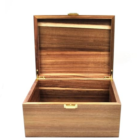 Itvexeme Large Wooden Storage Box with Hinged Lid, Wood Keepsake Chest, Perfect for Storing Souvenirs, Jewelry, Tools, Clothes, Recipes, Receipts, Small Accessories, etc, 11 x 8.5 x 5.1, Original