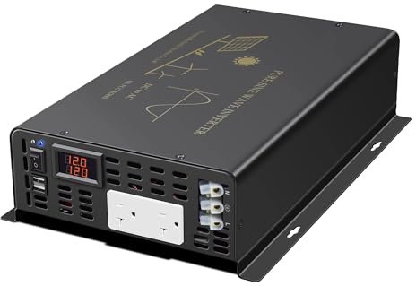 Power inverter Inverter A Onda Sinusoidale Pura Da 5000W 24V 120V Pannello Solare Inverter Batteria Generatore Convertitore 12/36/48V CC A 110/220/230/240V CA Invertitore di Tensione Fotovoltaico(24V,