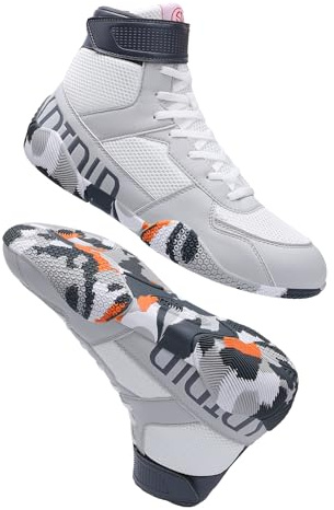 Men's Wrestling Shoes with Lightweight,Sdtdid Boxing Shoes for Gym, Trainning, Powerlifting,Etc. Grey
