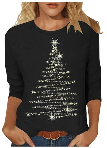 Générique Pull de Noel Femme,Pull Noel Femme,Sapin de vin décontracté et Confortable à Manches Sweats Longues et imprimé Tendance Femmes