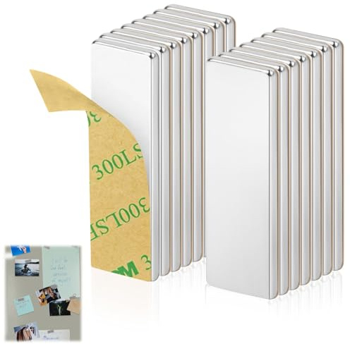 15 unidades de imanes pequeños para pegar, imanes de neodimio, imanes rectangulares adhesivos de 30x10x2mm, autoadhesivos para pizarra, nevera, fotos, manualidades, persianas, oficina, escuela, cocina
