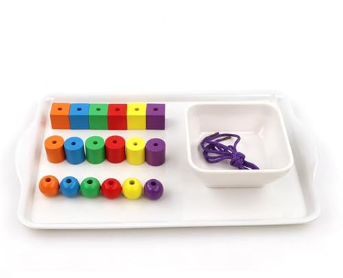 LLTCMYGS Juego de Cuentas para Enhebrar Montessori, Juguetes de Habilidades Motoras Finas para Niños, Actividades de Aprendizaje y Viaje
