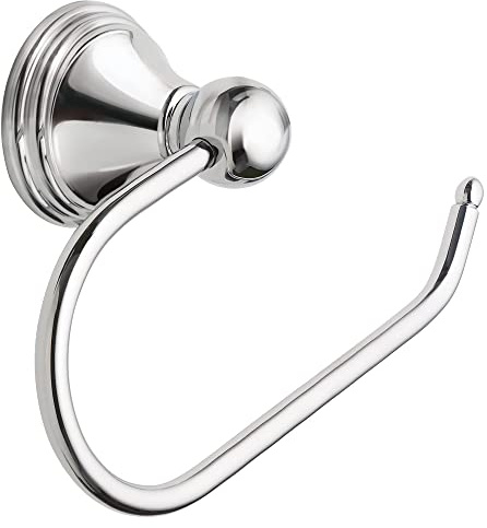 Moen Preston Collection Chrome Single Post Toilet Paper Holder, Wall Mounted Hanging Toilet Tissue Storage, DN8408CH
