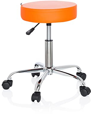 hjh OFFICE 729412 Bürohocker Operator II Kunstleder Orange Hocker höhenverstellbar mit Rollen