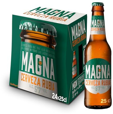 Magna Cerveza, 24 Botellas x 250ml, Cerveza Dorada Lager, Sabor Intenso, Carácter Único, Cerveza Refrescante, 5.7% Volumen Alcohol