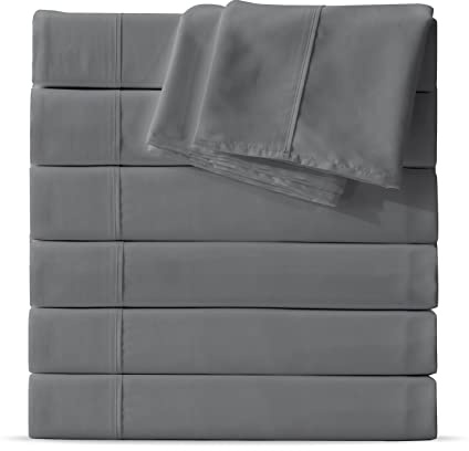 Maple&Stone Twin Flat Sheets Only Bulk Pack of 6 Wholesale Bedding Grey