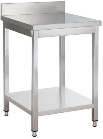 GastroHero Edelstahl Arbeitstisch I Arbeitstisch 100x60 cm mit Grundboden I ohne Aufkantung I Edelstahltisch für Gastronomie I Gasto Tisch AISI 201 (700 x 600 x 850 mm, mit Aufkantung)