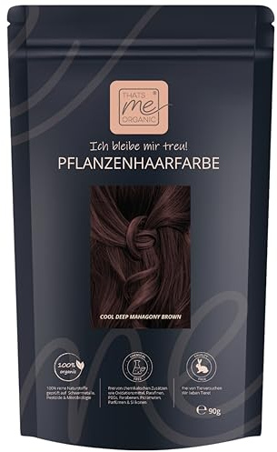 Thats me Organic® Profi Pflanzenhaarfarbe Nachfüllpack (cool deep mahagony brown) – Bio Haarfarbe ohne Chemie – Ideale Haarfarbe auch während der Schwangerschaft und Stillzeit