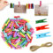 XFentech Lot de 150 Mini Pince à Linge Coloré - 2,5/3/3,5 cm Pince à Linge en Bois Clips Photo Pinces Décoratives avec 10M Corde de Jute pour Bricolage Photos Travaux Manuels Décoration
