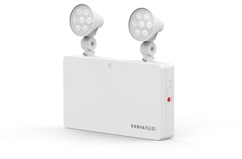 ENOVALITE LED Fluchtwegleuchte Notleuchte Twin-Spot mit Akku und Test-Funktion - 3h Notbetrieb - 6W 300lm - Rettungsweg Notausgang Notfall EXIT