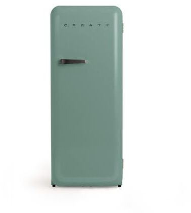CREATE / RETRO FRIDGE 150 SCHWARZ/Kühlschrank mit Gefrierfach 281L in Salbeigrün, Griff Schwarz / 102W, niedriger Energieverbrauch, 150cm, 3 Ablagen, Temperaturregelung,60x60x150cm