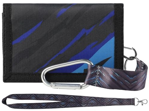 GmeDhc Portefeuille pour Adolescents, Porte Monnaie Enfant Pliable avec Mousqueton, Lanière de Cou, pour Garçons Filles Cadeau Danniversaire détudiant