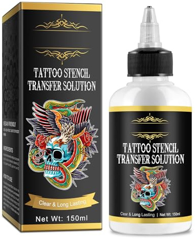 Tattoo Transfer Gel transfert pour pochoir de tatouage 150 ml - Kit professionnel avec film de guérison et primer hypoallergénique pour peaux sensibles