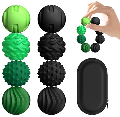 8Pcs Silicone Magnetic Fidget Toys, Desk Toy for Office/Home, Black & Green