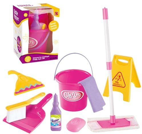 Rollenbesen-Set – Spiel-Reinigungswerkzeuge, Haushaltsspielzeug-Set, Mini-Reinigungszubehör, Rollenspiel für Kinder mit sicherem Design | Farbenfroher Rollenbesen für Mädchen und ab 3 Jahren, L