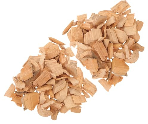 BIUDECO Virutas de Madera de Ciprés para Ahumar 3-5 Cm, 2 Bolsas de 400 G, Pellets Naturales para Barbacoa, Astillas para Ahumar Carne, Salchichas y Pato en Parrilla al Aire Libre
