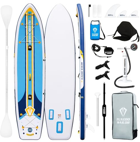 Tuxedo Sailor Tabla Paddle Surf Hinchable, Tabla Sup Hinchable con Accesorios, Padel Surf para Adultos y Jóvenes, Stand Up Paddle Board (Fishing Blue)