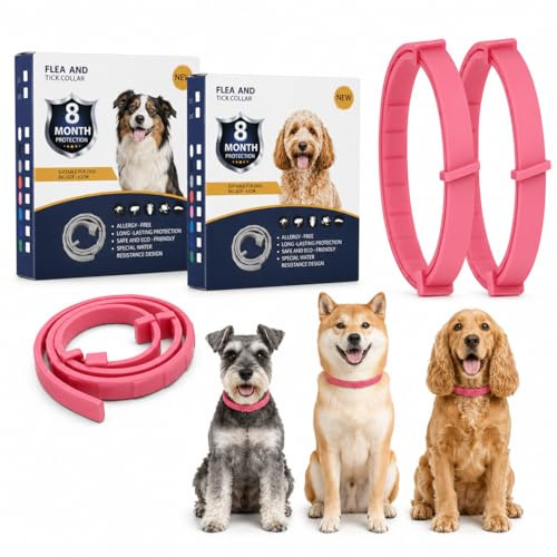 Pink Adjustable Dog Collars, 62 cm, 2-Pack, Integrated Fastening Sliders
