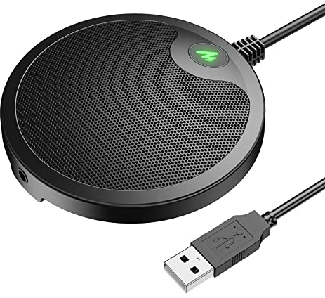 MAONO USB Conference Microphone with Mute Button, Upgraded Wireless Meeting Mic & Call Speaker, Lightweight for Desktop, Laptop, Computer PC, Skype, Webinar, Teams, Zoom, Video Call, Interview