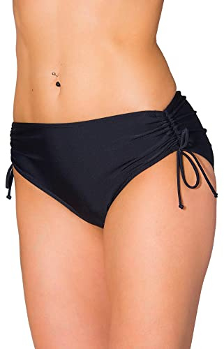 Aquarti Bas de Maillot de Bain Femme avec Liens – Bas Maillot Femme Ajustable, Séchage Rapide, Noir, 40