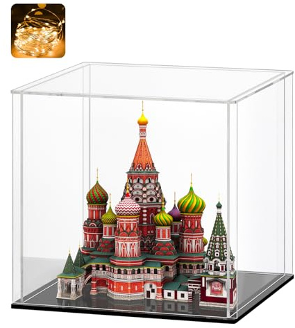 HUIJINTAO Clear Acrylic Display Case Countertop Box Cube Organizer Stand Dustproof Protection Showcase for Action Figures/Toys/Collectibles(11x11x11inch;28x28x28cm)