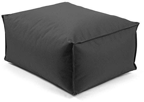 mokebo® Outdoor Pouf o. Hocker 60x45cm für Balkon & Garten 'Der Ruhestifter' Sitzhocker eckig, Bodenkissen, Sitzwürfel, Sitzpouf, Fußhocker & Beistelltisch mit EPS-Perlen Füllung, Anthrazit