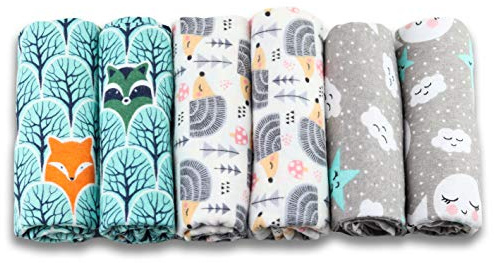 FENSILO - Panni in molton – Panni per bambini – Confezione da 6 – 80 x 80 cm – Panno per sputare – 100% cotone flanella menta – Panno in molton unisex – Panni per sputare ragazzi o ragazze