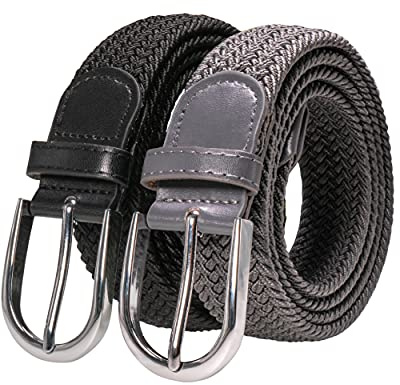 RBOCOTT Elastic Belt Braided Belt Mens Stretch Woven Black Grey Belt for Women(105cm)