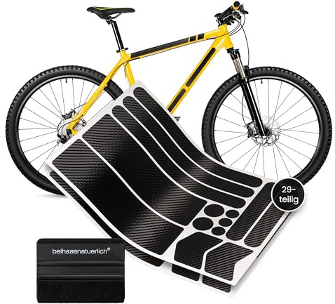beihaasnatuerlich® Film de protection de vélo - Protection de cadre fortement adhésive pour vélo électrique, trekking, VTT, vélo de course - Lot de 29 films pour cadre de vélo - Empêche les rayures