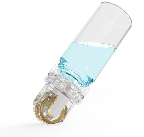Derma Roller Hydra Needle 64, Microneedling Rullo Titanio 64 Pin Lunghezza 1.0mm, Bottiglia Applicatrice di Siero Riutilizzabile per Cura della Pelle & Stimolazione della Crescita di Capelli Barba