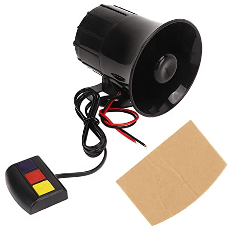 Sirena de alarma de coche, bocina de alarma de bocina con cable de 12 V 30 W, 3 tonos, 120 dB, alarma de voz fuerte, bocina de sirena de advertencia para camiones de 12 V, vehículos, barcos