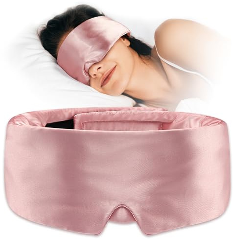 Umisleep Soft Sleep Mask, Blackout Eye Mask for Side Sleepers, Comfortable Sleep Mask for Women Men, Satin Eye Masks for Sleep with Wide Band, Smooth Sleeping Mask, Blindfold, Pink