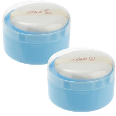 RORPOIR 2st Puff Box För Babypuder Praktisk Förvaring Puderdyna För Nyfödda Och Pojke Flicka Blå Skonsam Mot Känslig Hud Lättanvänd Och Hållbar