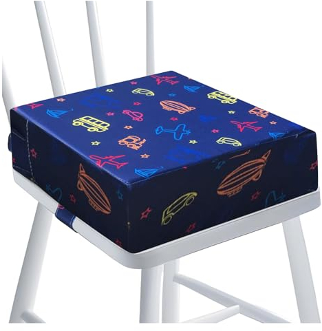 MHwan Sitzerhöhung Stuhl Kind, Wasserdichtes atmungsaktives Auto Flugzeug Cartoon Sitzkissen Kinder, bequem und unverformbar für langes Sitzen, doppelschichtige Anti-Rutsch-Sicherheitsschnalle