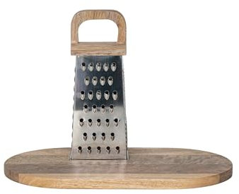 Creative Co-Op Steel Grater with Mango Wood Cheese Board