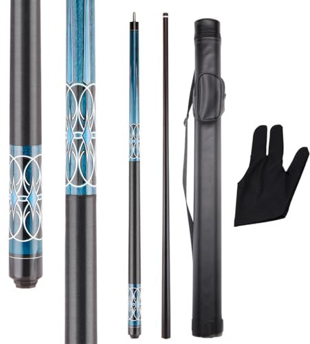 Teekerwang 2-Piece 58inch 13MM Carbon Fiber Composite Pool Cue Sticks Set(with Glove & Cue Case), Carbon Fiber Billiard Pool Cue, Canadian Maple Professional Billiard Pool Stick (Set B)